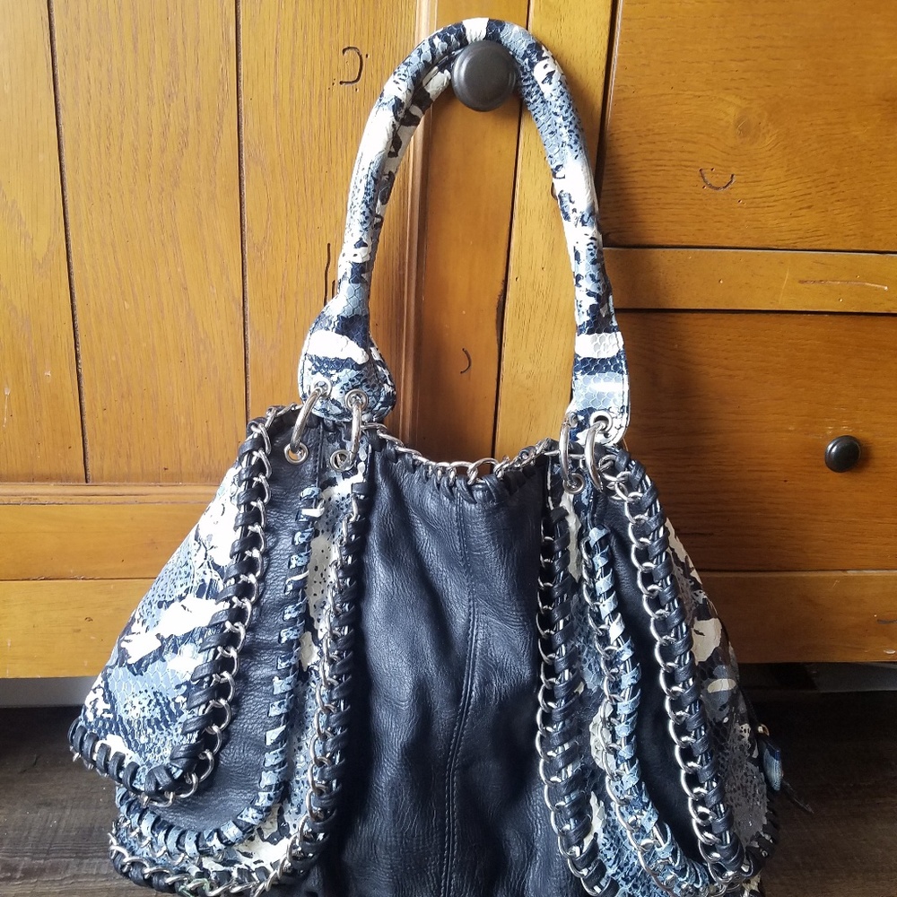 Blue & black snakeskin purse